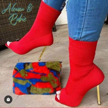Women Winter Sexy Sock Knitting Stretch High Heels