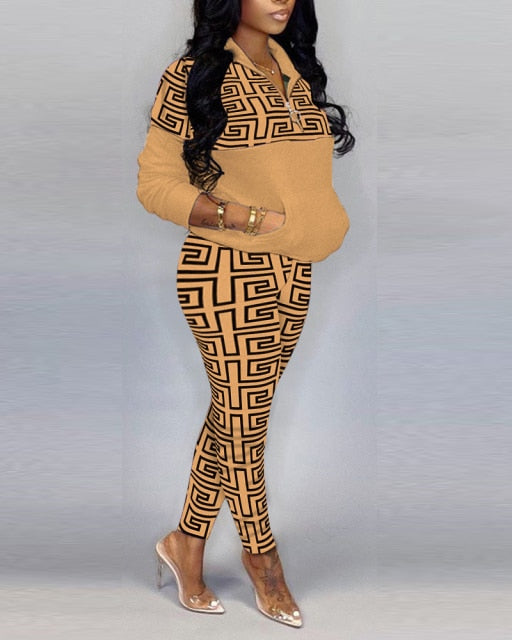 Women Elegant Two-Piece Print Set