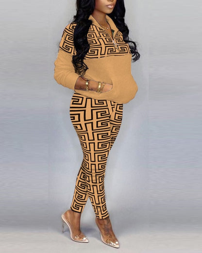 Women Elegant Two-Piece Print Set