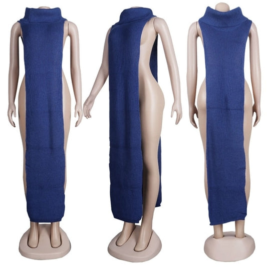 Women Sexy Knitted Side Split Sweater Dress