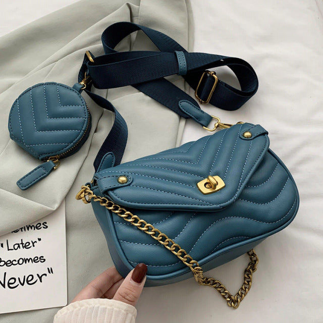 Women Fashion Leather Two Piece Coin Purse Crossbody