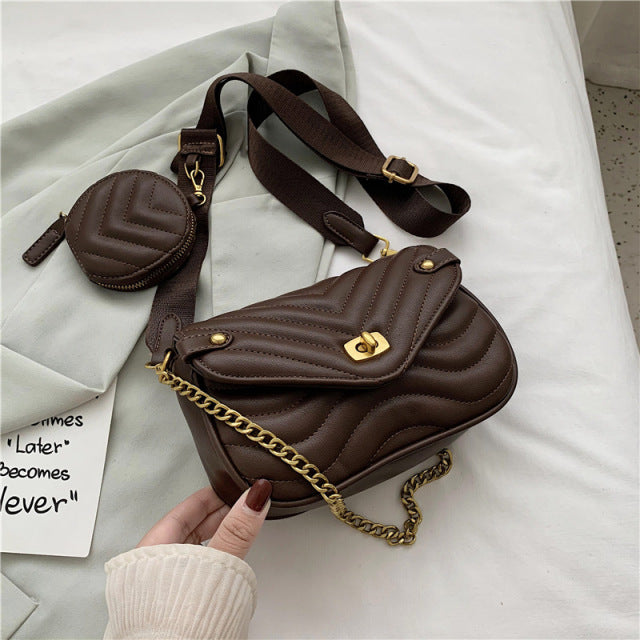 Women Fashion Leather Two Piece Coin Purse Crossbody