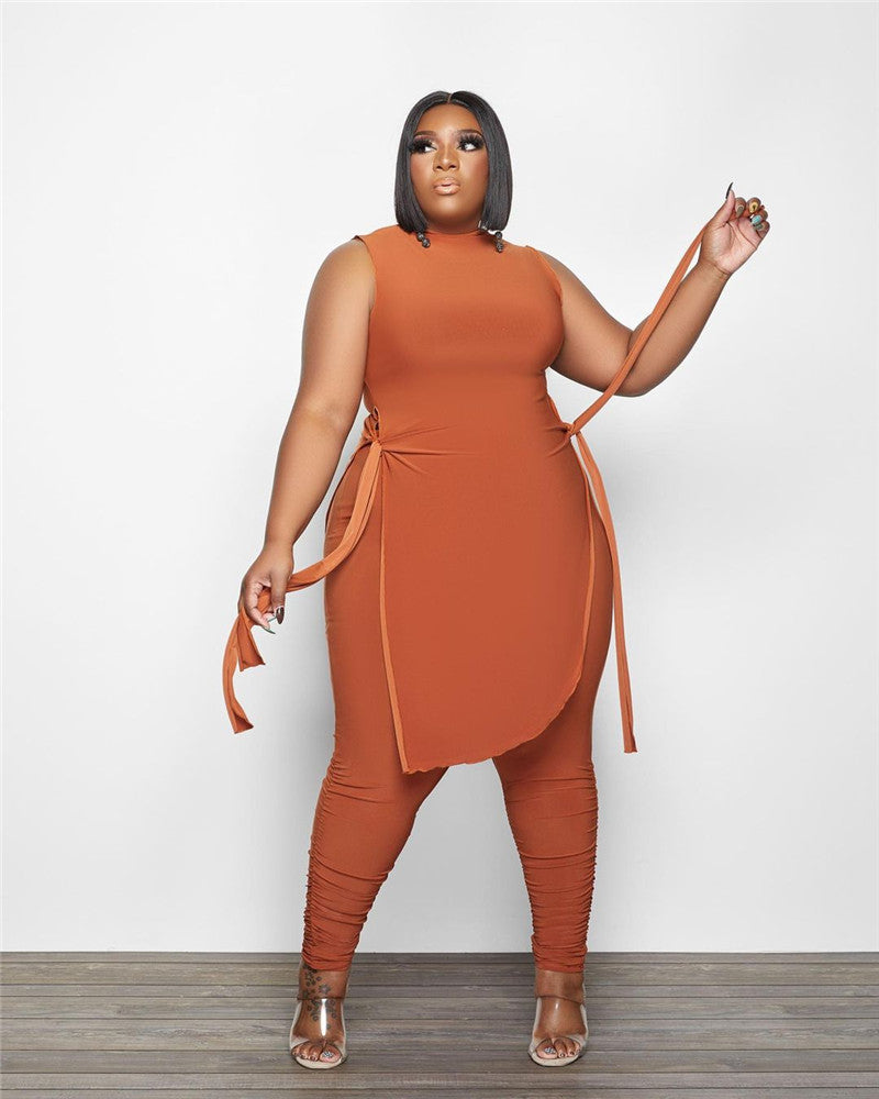 Women Two Piece Sleeveless Top + Pant Sets