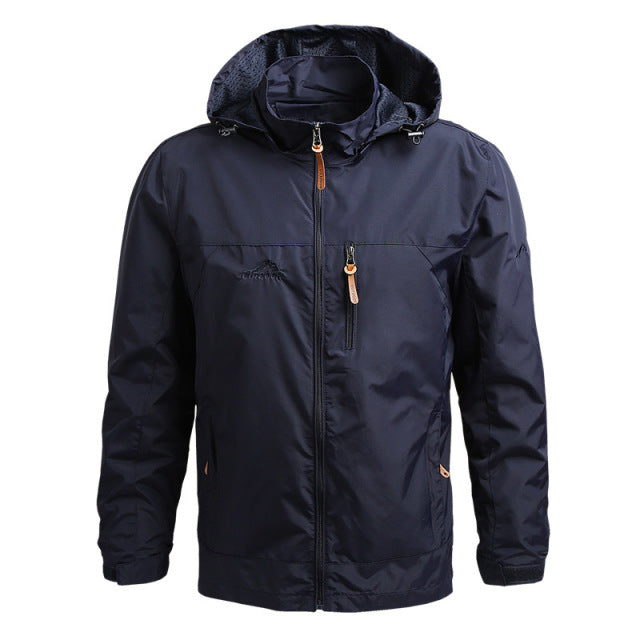 Men Waterproof Hooded Windbreaker Jacket