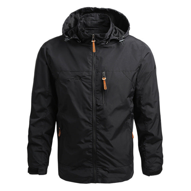 Men Waterproof Hooded Windbreaker Jacket
