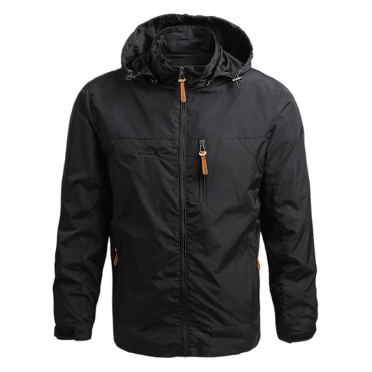 Men Waterproof Hooded Windbreaker Jacket