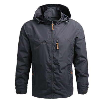 Men Waterproof Hooded Windbreaker Jacket