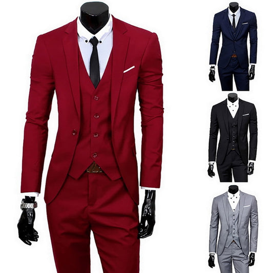 Men Formal Business Long Sleeve Coat Pant Set