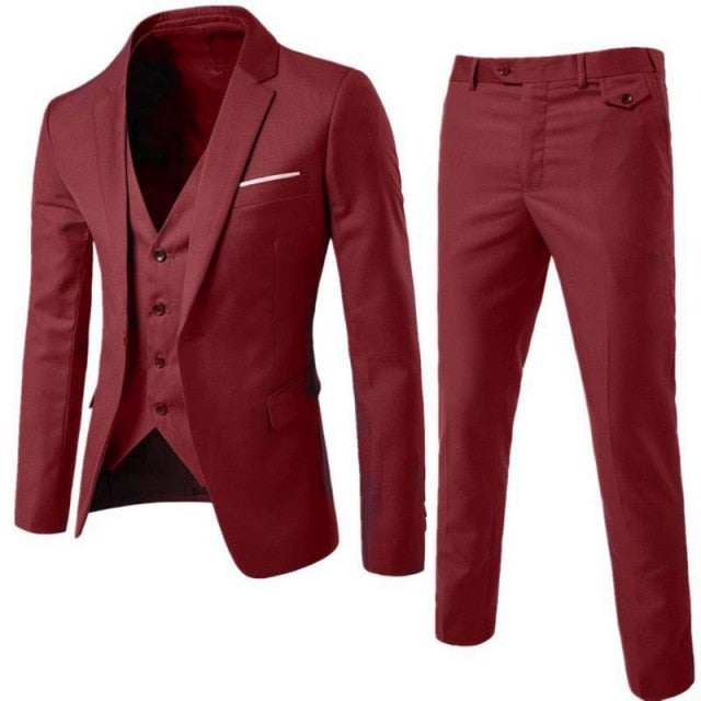 Men Formal Business Long Sleeve Coat Pant Set