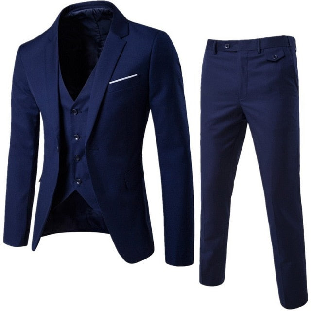 Men Formal Business Long Sleeve Coat Pant Set