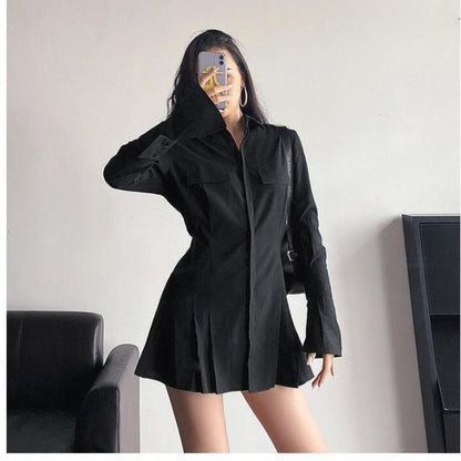 Women Slim Long Top Sexy Flare Sleeve Design Dress