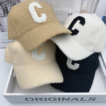 New Fur Tide Brand C Letter Embroidery Warm Baseball Cap