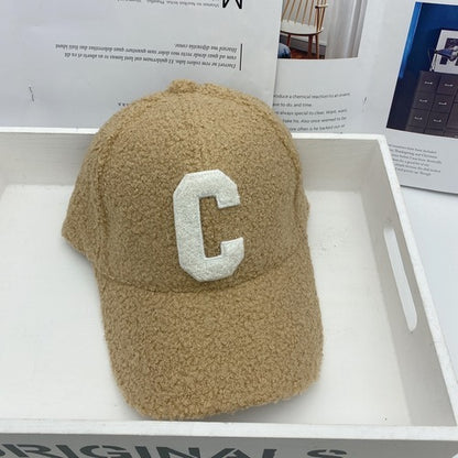 New Fur Tide Brand C Letter Embroidery Warm Baseball Cap