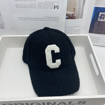 New Fur Tide Brand C Letter Embroidery Warm Baseball Cap