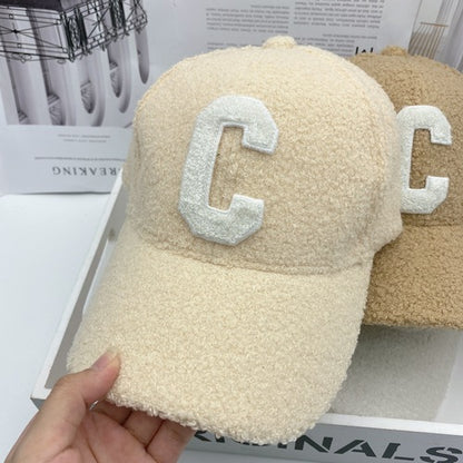 New Fur Tide Brand C Letter Embroidery Warm Baseball Cap