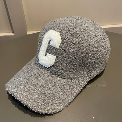 New Fur Tide Brand C Letter Embroidery Warm Baseball Cap