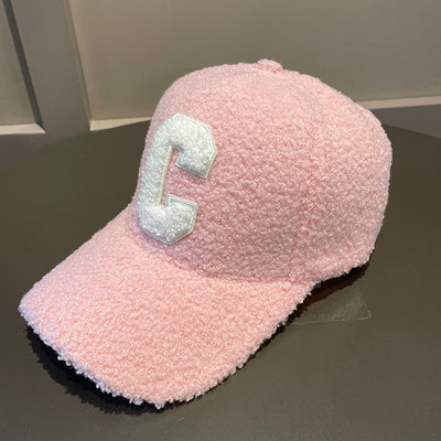 New Fur Tide Brand C Letter Embroidery Warm Baseball Cap