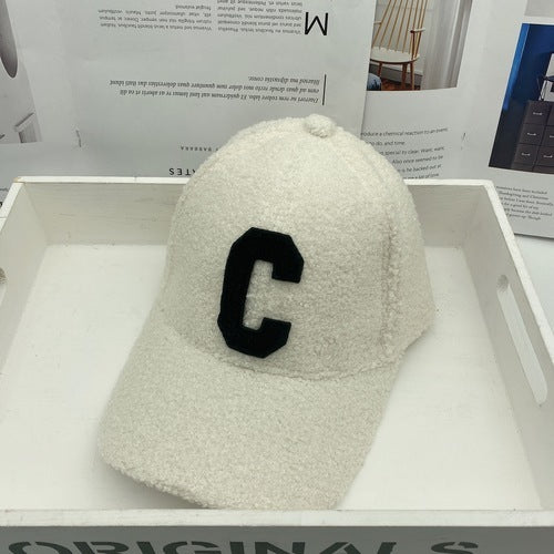 New Fur Tide Brand C Letter Embroidery Warm Baseball Cap