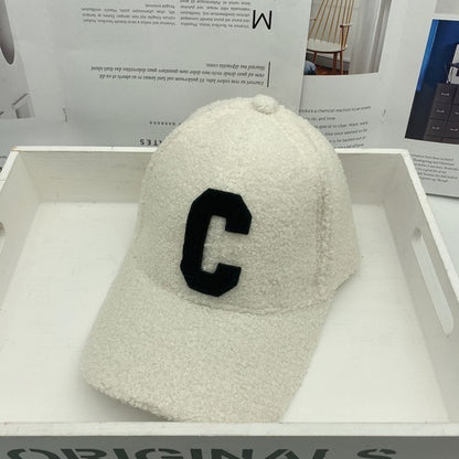 New Fur Tide Brand C Letter Embroidery Warm Baseball Cap