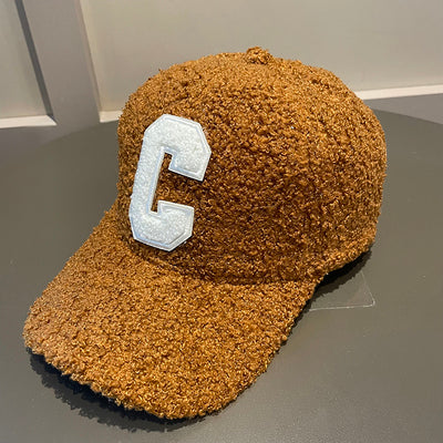 New Fur Tide Brand C Letter Embroidery Warm Baseball Cap
