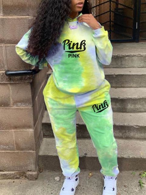 Women Pink Letter Print Set