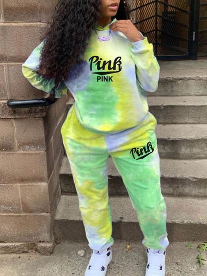 Women Pink Letter Print Set