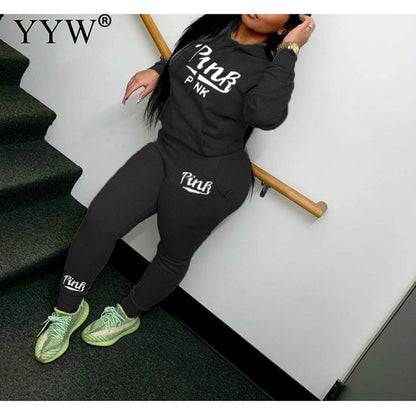 Women Pink Letter Print Set