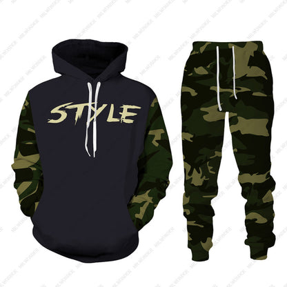 Men Zipper Sweatshirt+Pant Hoodie Sportwear Set
