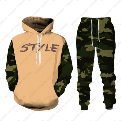 Men Zipper Sweatshirt+Pant Hoodie Sportwear Set