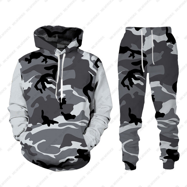 Men Zipper Sweatshirt+Pant Hoodie Sportwear Set