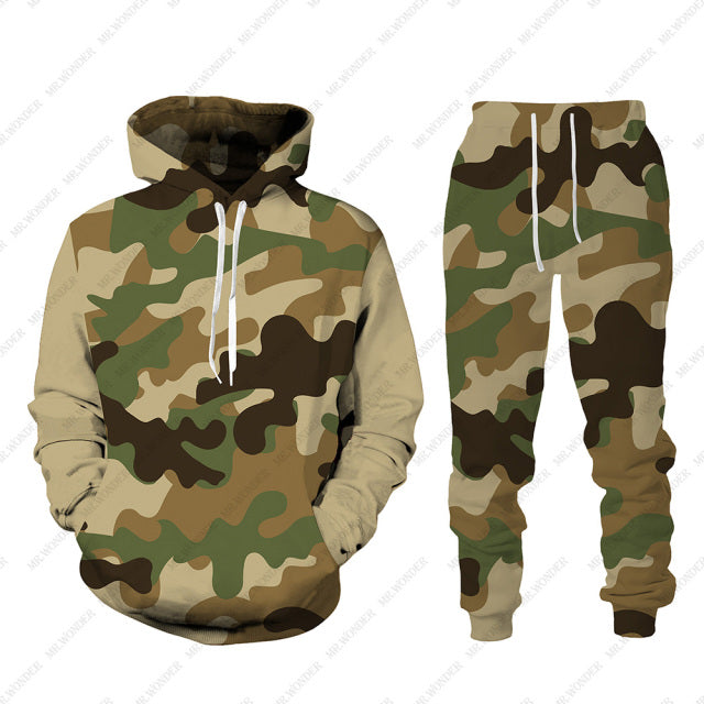 Men Zipper Sweatshirt+Pant Hoodie Sportwear Set