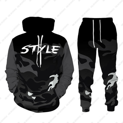 Men Zipper Sweatshirt+Pant Hoodie Sportwear Set