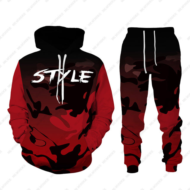 Men Zipper Sweatshirt+Pant Hoodie Sportwear Set