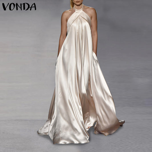 Women Sexy Backless Sleeveless Long Maxi Dress