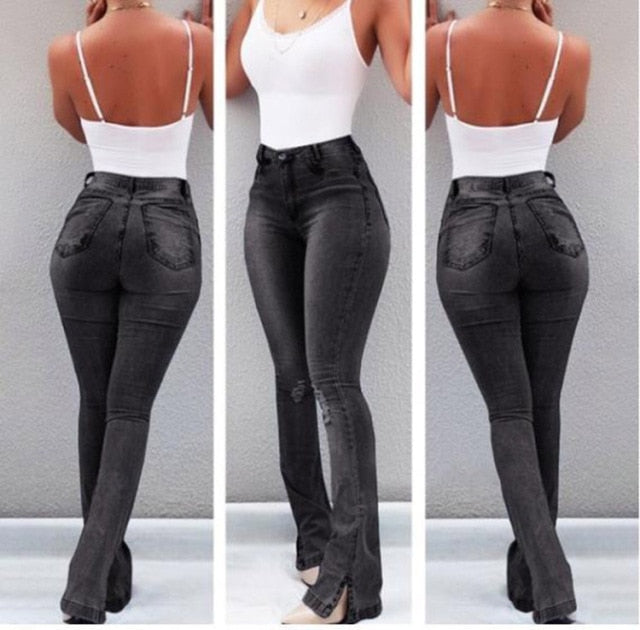 Women Hot Diamond Cutout Skinny Jeans