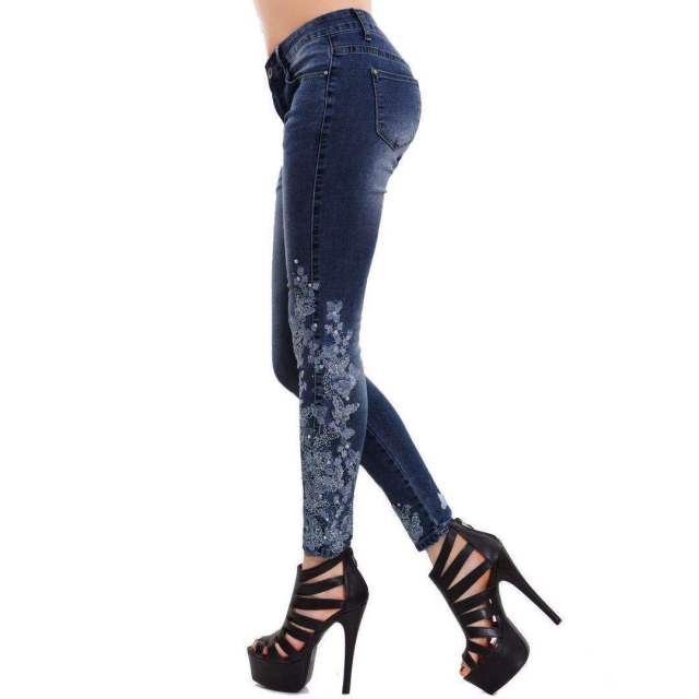 Women Hot Diamond Cutout Skinny Jeans