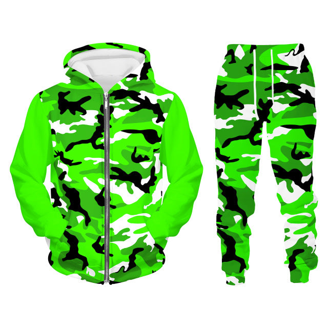 Men Zipper Sweatshirt+Pant Hoodie Sportwear Set