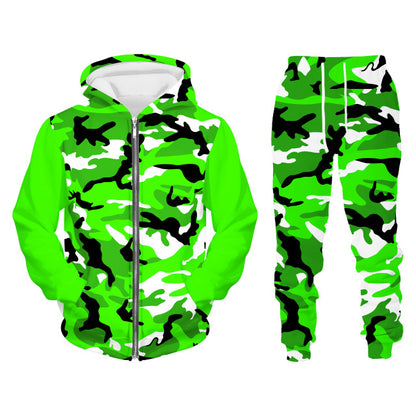 Men Zipper Sweatshirt+Pant Hoodie Sportwear Set