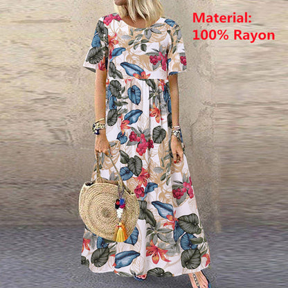 Women Bohemian Holiday Floral Print Dress