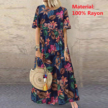 Women Bohemian Holiday Floral Print Dress