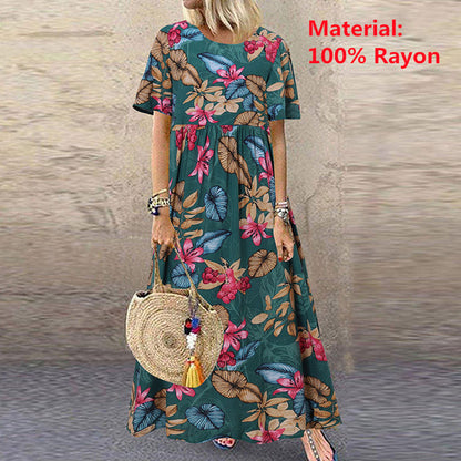 Women Bohemian Holiday Floral Print Dress