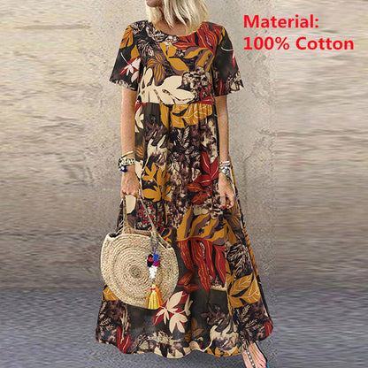 Women Bohemian Holiday Floral Print Dress