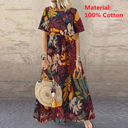 Women Bohemian Holiday Floral Print Dress