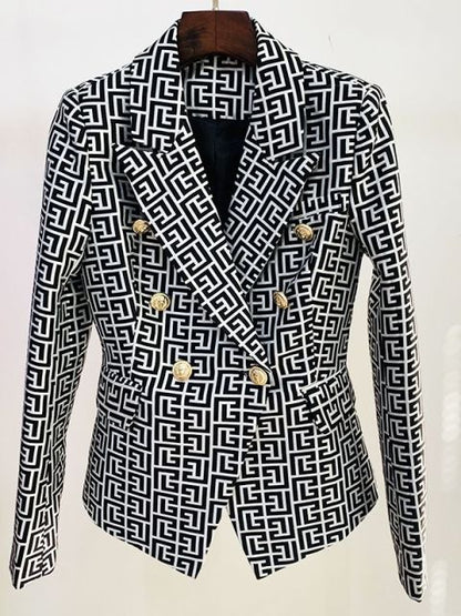 2022 Designer Lion Buttons Geometrical Blazer