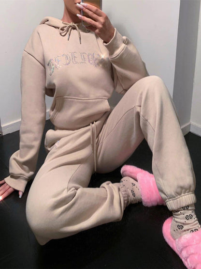 Women Diamonds 2 Piece Oversize Hoodie Joggers Set