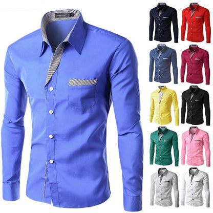 Men Long Sleeve Slim Fit Casual Dress Shirt Size M-4XL