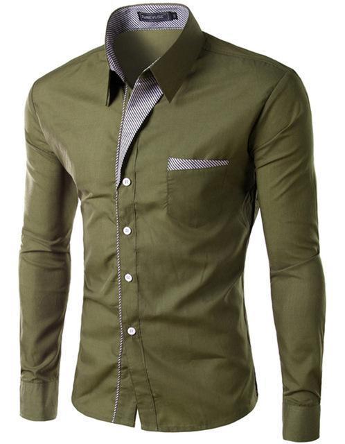 Men Long Sleeve Slim Fit Casual Dress Shirt Size M-4XL