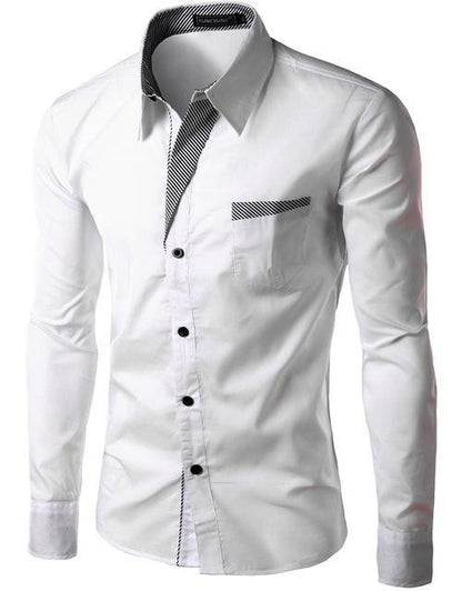 Men Long Sleeve Slim Fit Casual Dress Shirt Size M-4XL