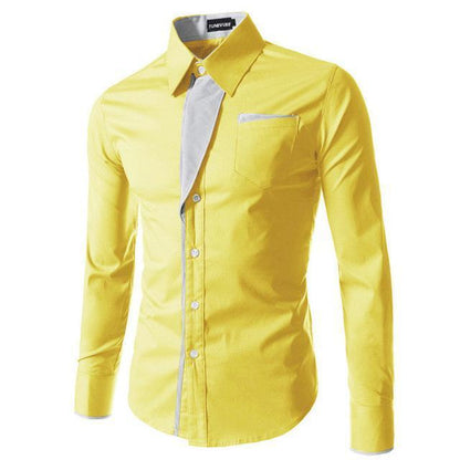 Men Long Sleeve Slim Fit Casual Dress Shirt Size M-4XL