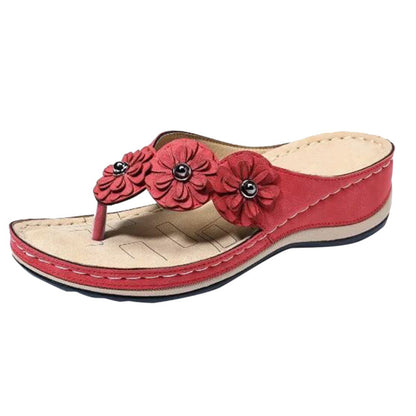 Women 5 Colors Handmade Retro Flowers Sandals